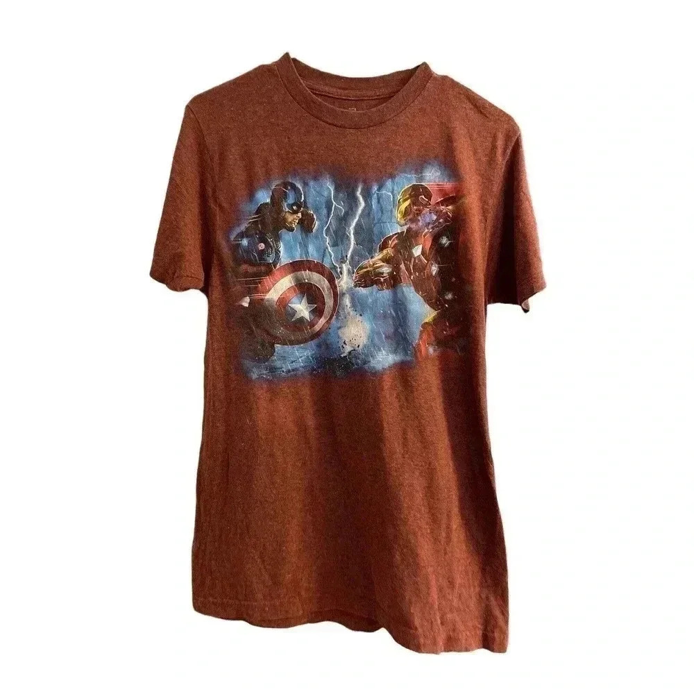 MARVEL CAPTAIN AMERICA CIVIL WAR SIZE SMALL REDDISH BROWN TEE